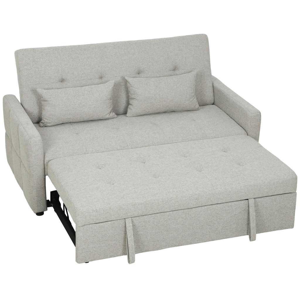 Convertible Sofa, 2-Seater 3-in-1 Click-Clack Sofa Bed, Pull-Out, Backrest, 158 x 85 x 85 cm, Brown