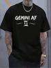 Cotton Gemini AF Funny May June Birthday Horoscope Gemini AF T-Shirt Casual Short Sleeve Shirt Women's Men's Graphic Tee Ca