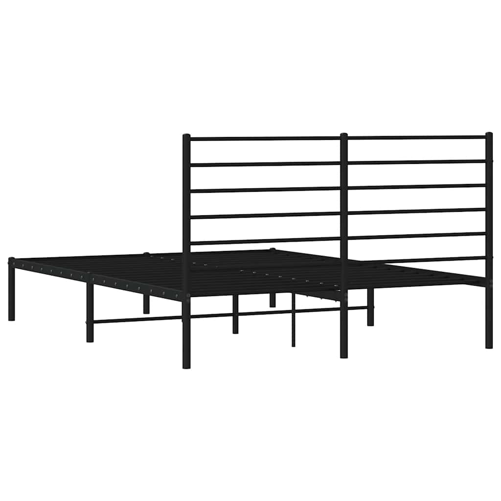 Vidaxl Metalowa Rama Łóżka Z Wezgłowiem, Czarna, 135X190 Cm
