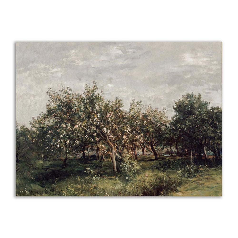 Ретро настенное искусство, скандинавская картина на холсте, настенный постер и принты, винтажное деревенское поле, пейзажное украшение, картина для гостиной