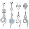 Jewelry Belly Button Stainless Steel Inlaid Diamond Navel Buckle Snake -shaped Navel Personal Human Puncture Jewelry
