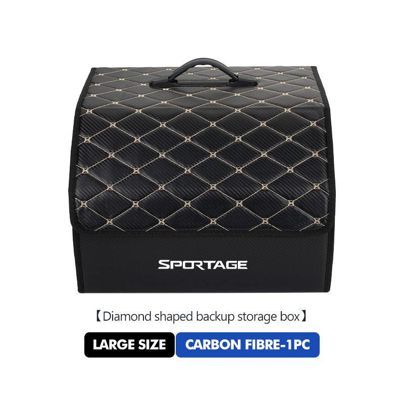 AANM1 Leather Car Logo Trunk Camping Storage Box Large Capacity Tool Organizer Accessories For KIA Sportage 2016 2017 2018 Sephia