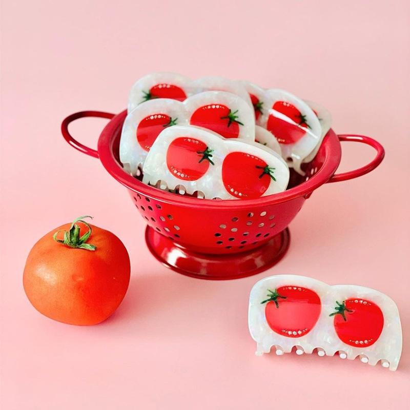 Acetate Elegant Strawberry And Tomato Hair Claw Clips Perfect For Fresh Summer Looks