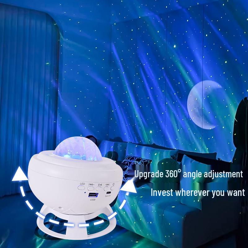 Aurora Starlight Moon Projector: Colorful Bluetooth Speaker & Atmosphere Lamp