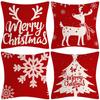 Christmas Red Snowflake Elk Pillowcase Christmas Tree Cushion Cover Home Decoration Pillowcase Combination