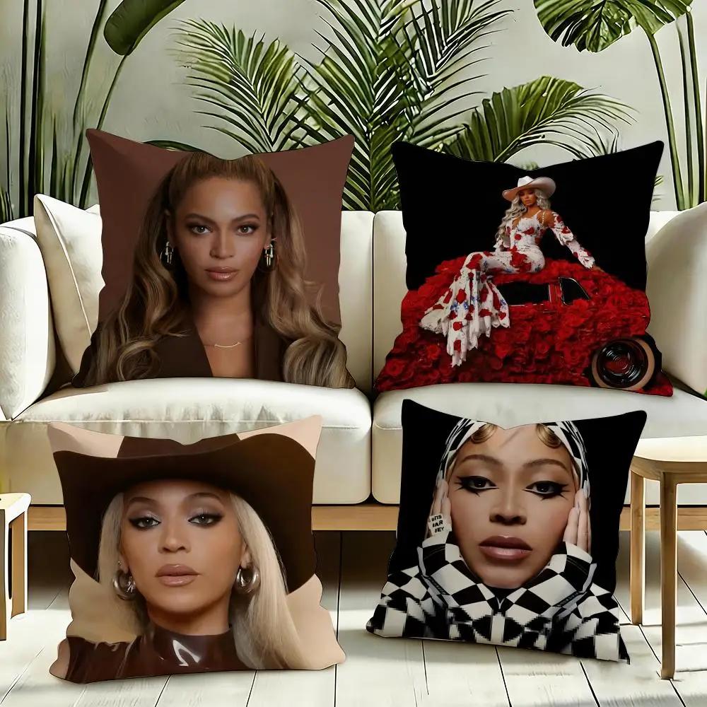 Singer BBeyonce Cushion Cover Reversible Plush Pillow Cover Soft Fluffy Home Decor for Sofa Bedroom