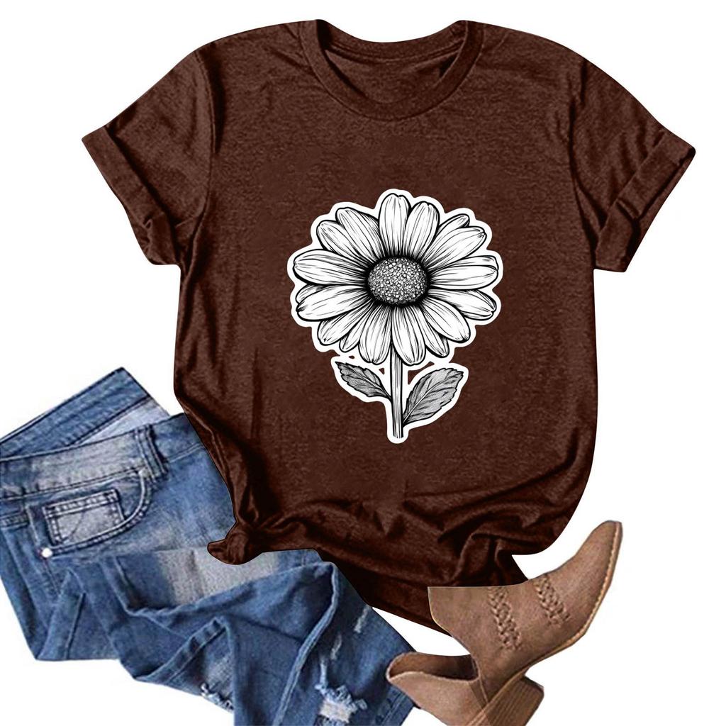 Женская модная повседневная футболка с круглым вырезом и принтом, пуловер с короткими рукавами, топ