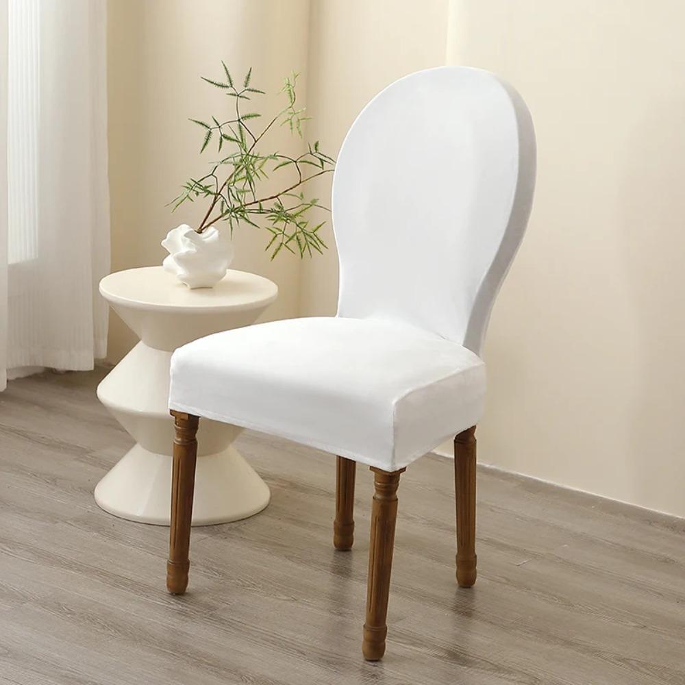 Thickened Velvet Round Back Dining Chair Cover Solid Color Protective Seat Case Hotel