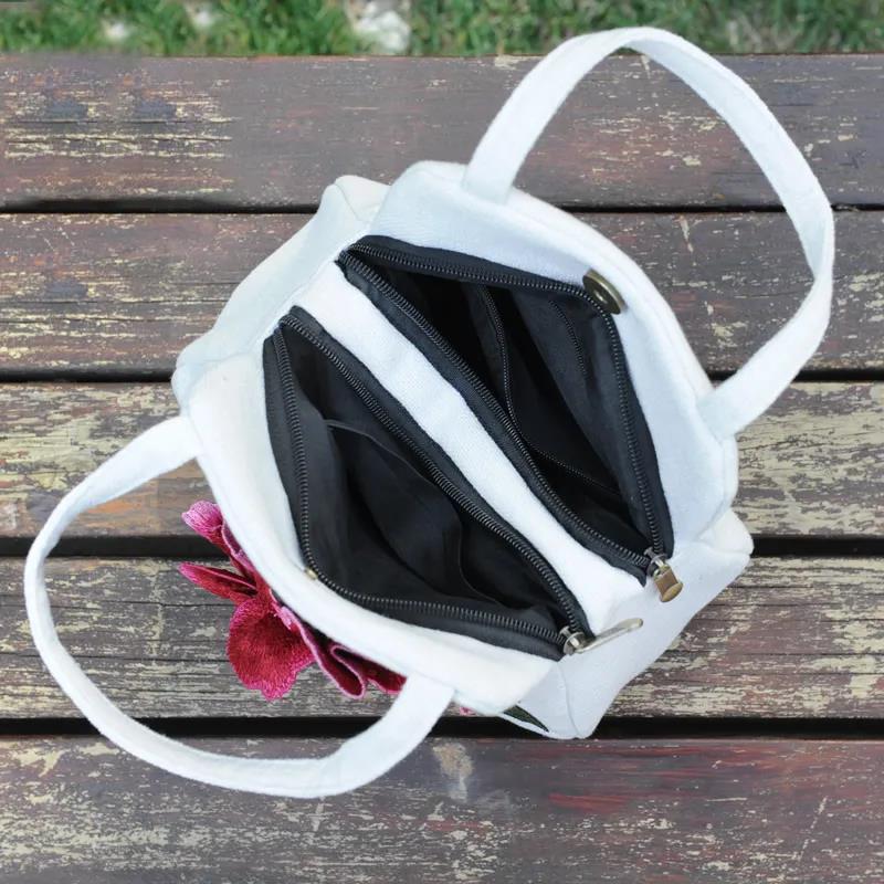 Ethnic Style Women's Printed Canvas Embroidered Tote Cotton Canvas Cell Phone Handbag Hundred Square Bag To High Quality Elegant Handbags