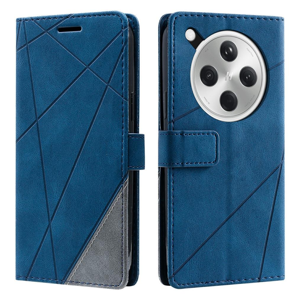 For Oppo Find X8 5G Case Imprinted Lines PU Leather Splicing Wallet Phone Cover