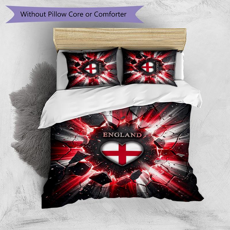 England Football Printed Bedding 3 Piece Set Cozy Breathable Bed Cover Set as Housewarming Holiday Gift
