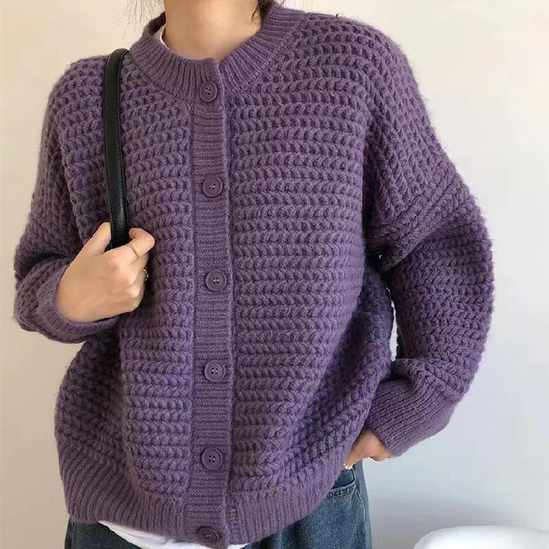 Осенне-зимний женский свитер, куртка на пуговицах с ленивым ветром, свободный повседневный вязаный кардиган