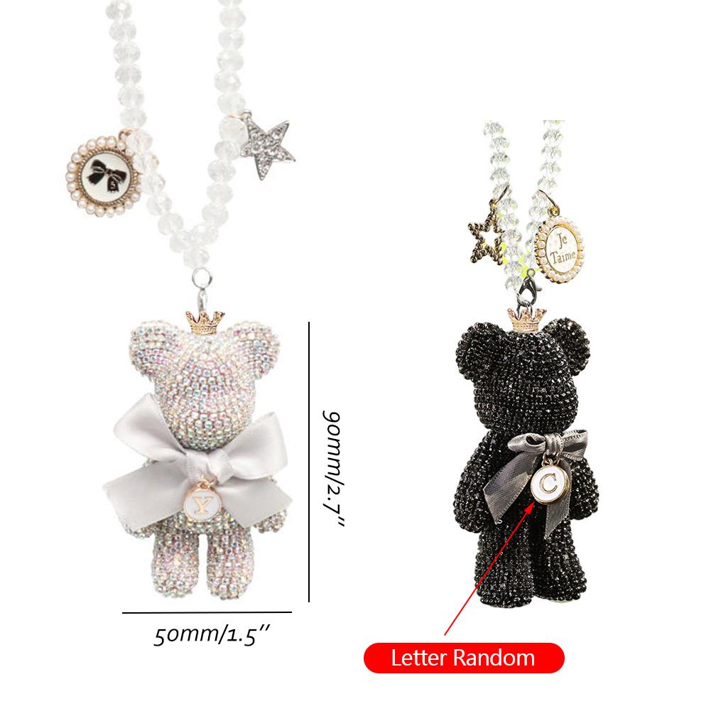 Мультфильм Алмазный Кристалл Лук Медведь Автомобильный Подвесной Зеркало Подвесные Украшения Украшения Для Интерьера Автомобиля Женские Аксессуары