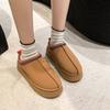 2025 Winter New Fleece Warm Platform Sole Without Heel Wrap Wool Half Slippers Women's Cotton Shoes