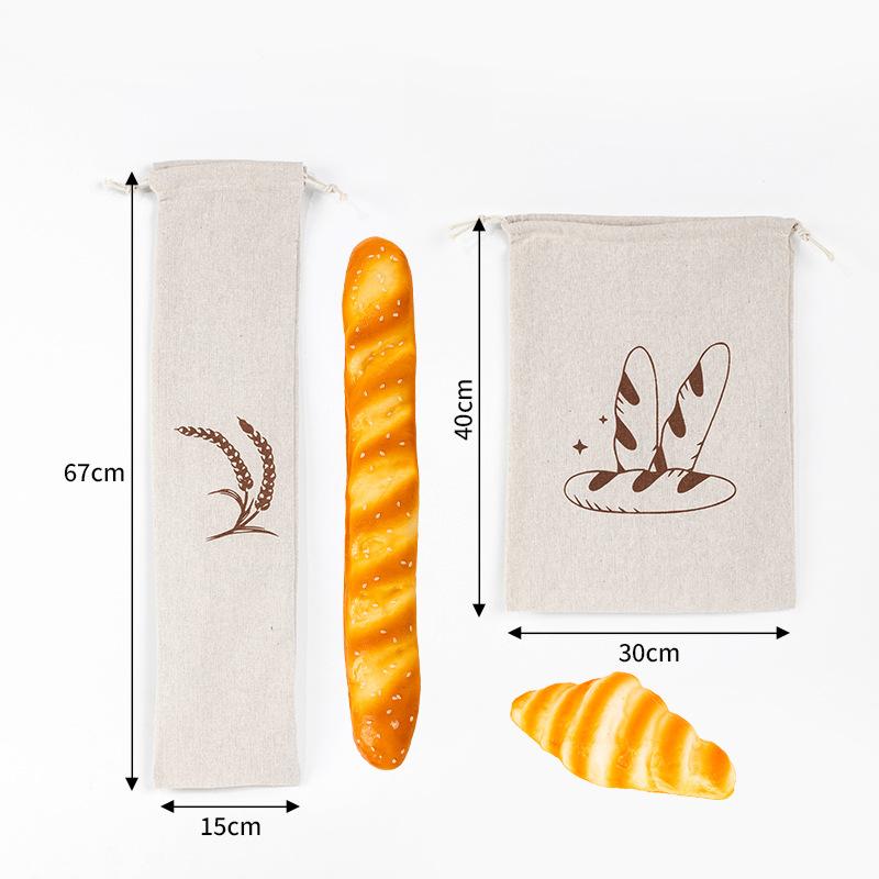 Льняной мешок для хлеба Многоразовый мешок для багета Хлопковый мешок для хранения со шнурком Буханка Домашний хлеб Свежий Экологичный Для хранения багета