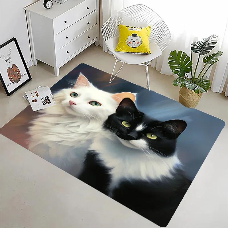 Забавный кот 3D-печать Большие ковры для дома Гостиная Детская спальня Диван Придверный коврик Кухонные коврики Противоскользящий Декор