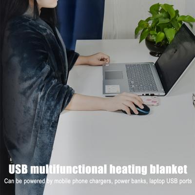 USB Одеяло с подогревом 3 температурных режима Двустороннее фланелевое термоодеяло Портативный электрический плед для автомобиля, офиса, дома, кемпинга