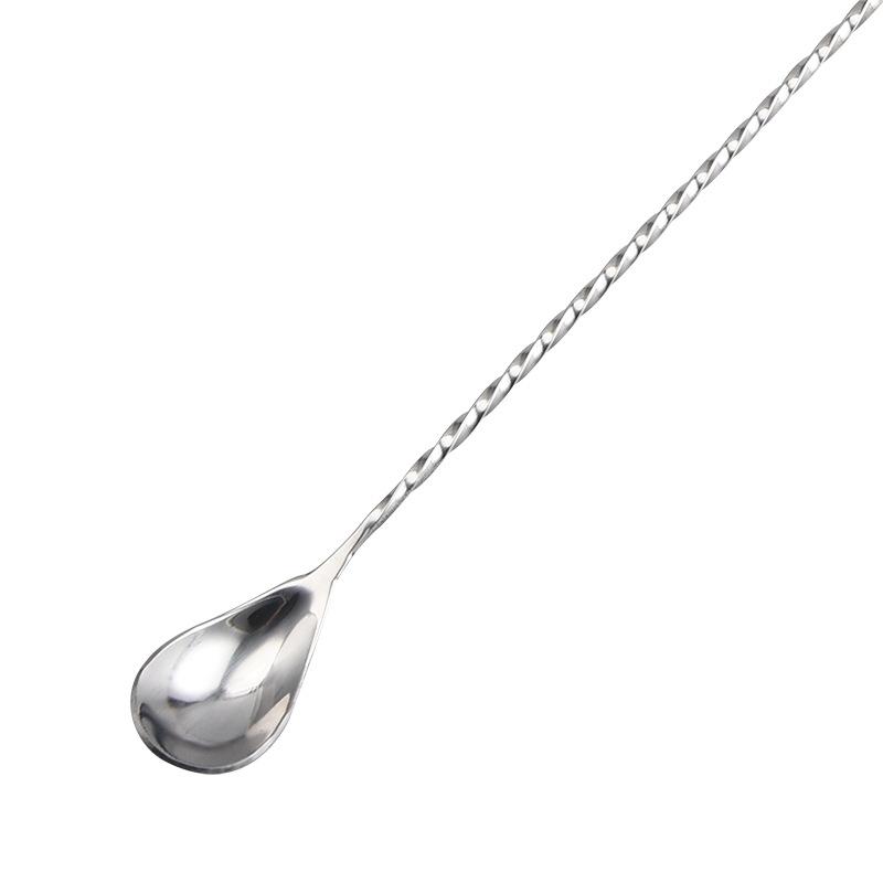 Spiral Stainless Steel Flat-Ended Bar Spoon for Cocktails, Coffee, and Tea