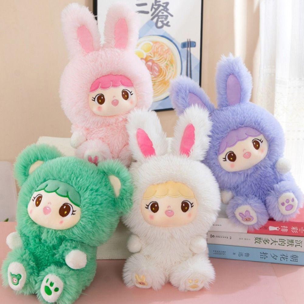 Мягкая длинношерстная кукла кролика, мультяшный кролик, мягкая игрушка, кролик, прессованная кукла, игрушка, подарок на день рождения