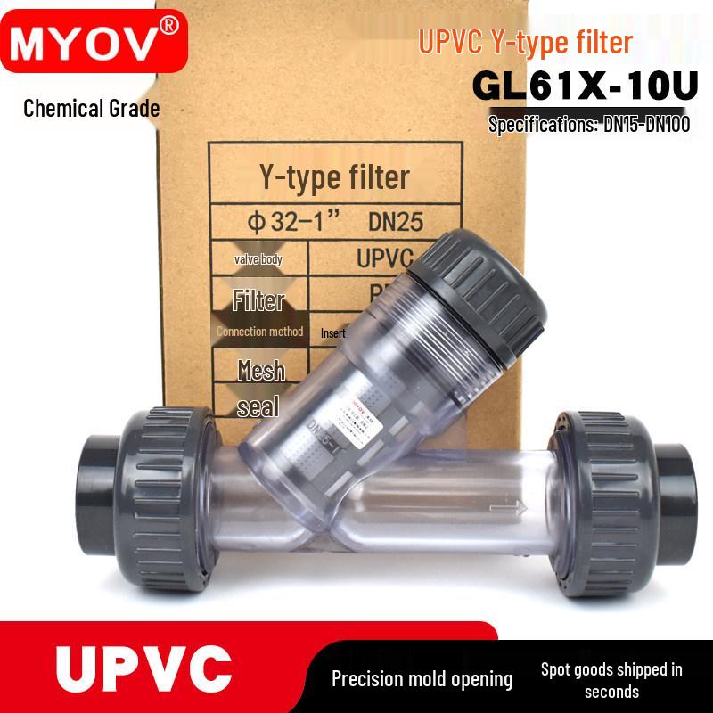UPVC Transparent Y-Type Double Union Corrosion-Resistant Pipe Filter