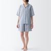 Пижама с короткими рукавами из льна MUJI Naturally Derived Cool Touch Lyocell FDB06A3S Navy Stripe L для женщин