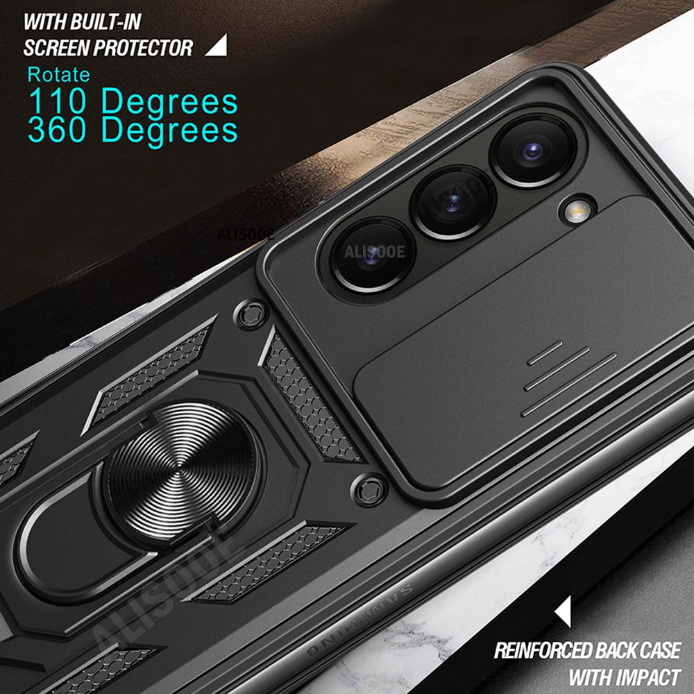 Чехол-подставка с кольцом для Samsung Galaxy Z Fold 6 5 4, защитный противоударный чехол-держатель для Samsung Z Fold 4 5 6 5G Capa