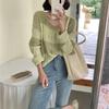 Splicing Design Sense Niche Loose Stripes Hollow Knitted Sweater Women's Spring and Summer Sweet and Gentle Sunscreen Sweater Long-sleeved Top