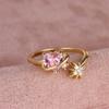 Роскошные женские белые и розовые циркониевые золотого цвета кольца-сердца для свадьбы, помолвки, обещания, открытые, регулируемые