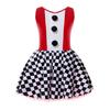 Детский костюм клоуна для девочек, платье в шахматную клетку без рукавов для Хэллоуина, карнавала, вечерние, балетное платье для косплея