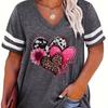 Plus Size Spring/Summer New 3D Love Print Casual Fashion Women's V-Neck Short-Sleeved Loose T-Shirt 5XL