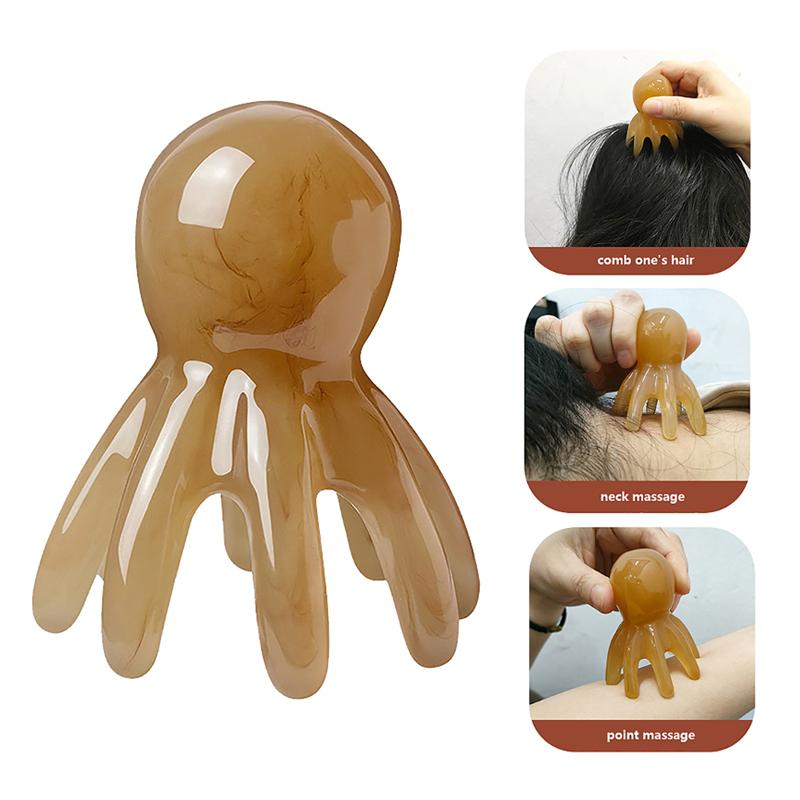 2 шт. смола осьминог расческа массажер для головы меридиан скребок массаж кожи головы акупунктура спа тело домашнее здоровье терапевтический инструмент