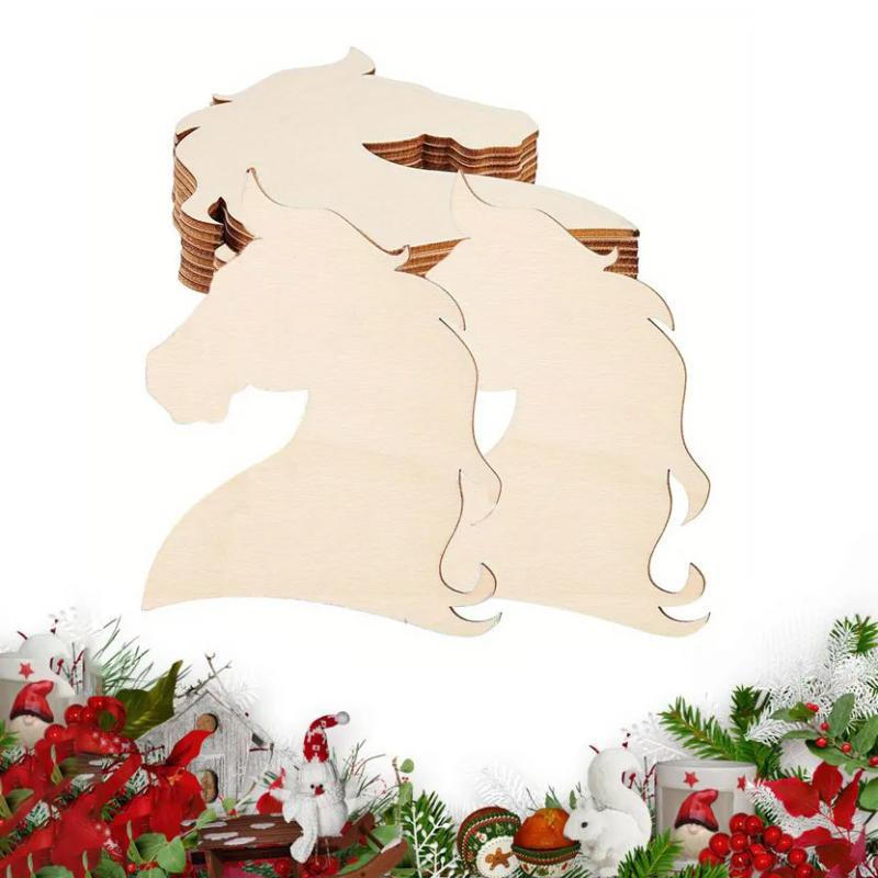 Unfinished Horse Head Wooden Home Farm Animal Shape Wood Cutout Laser Cut Blanks Craft Supplies