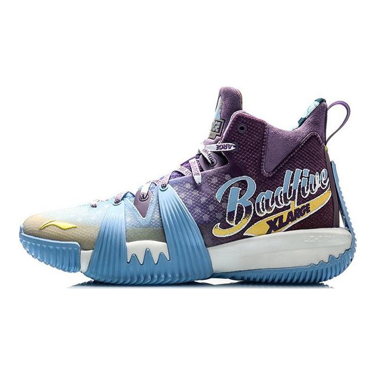 XLARGE x Li Ning Badfive 1 Высокие Баскетбольные Кроссовки Мужские Фиолетово-Сине-Белые ABFQ005-11