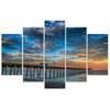 Five piece picture canvas print Sunset Pier