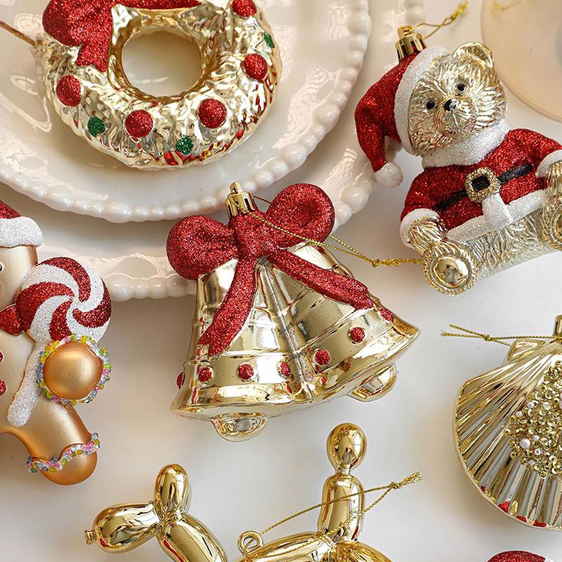 Рождество 2025 Блестящие Рождественские Елочные Украшения Мультяшный Кот Медведь Атмосферный Декор Имитация Колокольчика Домашние Вечериночные Украшения 4 Стиля