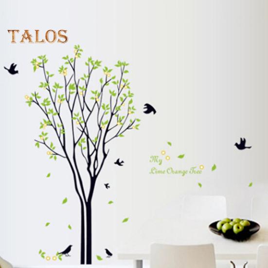 TOP-MART Lemon Tree Bird Wall Sticker Adhesive Decal Mural Living Room Bedroom Home Decor