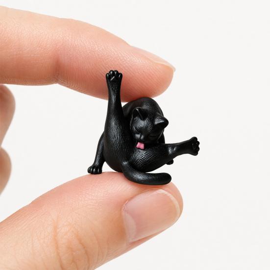 3D-печатная фигурка кота, лижущего зад, забавная черно-белая статуэтка котенка, скульптура животного, настольное украшение для дома, офиса, книжной полки