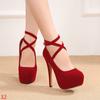 Fashion Spring Striptease High Heel Shoes On Platform Casual Blue Black Red Women's Stilettos Dance Evening Party Pumps Large Size 44 46