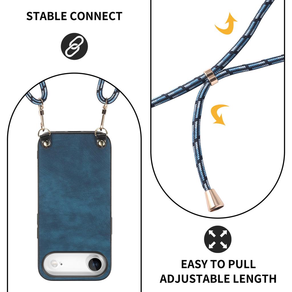 For iPhone Air Retro Leather Phone Back Cover with Adjustable Strap