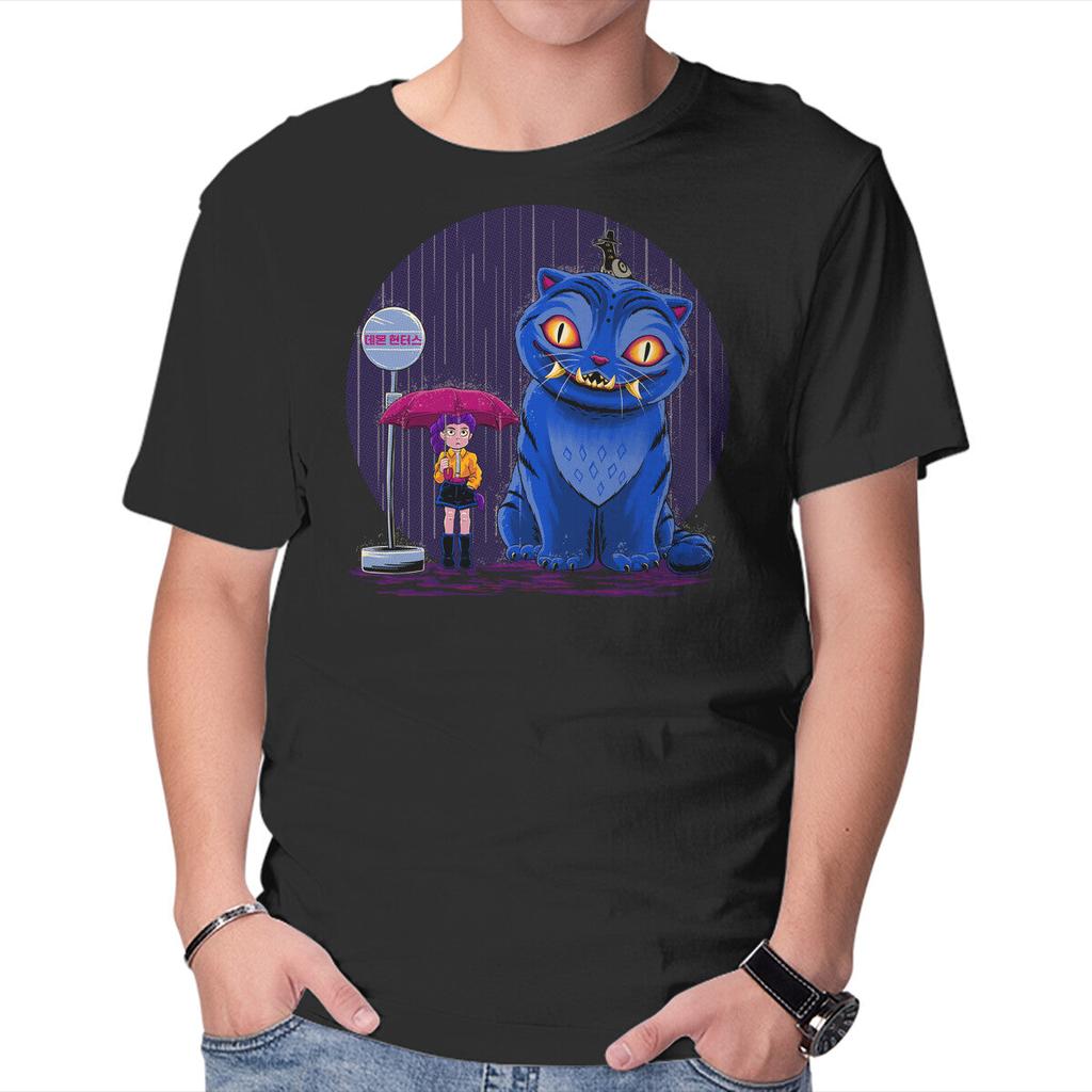 Unisex Crew Neck T-Shirt Cat In The Rain Graphic Short Sleeve Casual Tee