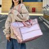 Women's Trendy Glitter Soft Puffer Tote Bag, Zipper Large Capacity Shoulder Bag, Stylish Bag For Travel
