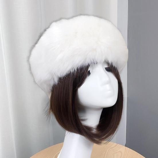 Winter Basin Hat Faux Fur Lined Hollow Top Foldable Warmth Retention Fuzzy