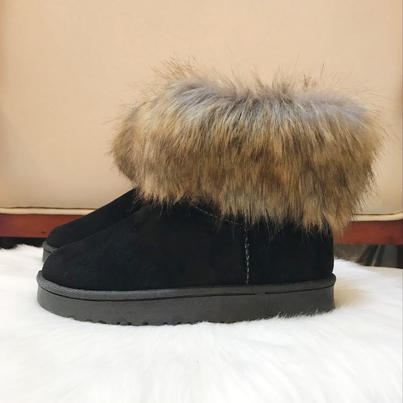 2025 New Snow Boots Women's Medium Tube Snow Boots Cotton Shoes Boots Women's Snow Boots Fox Hair Foreign Trade Women