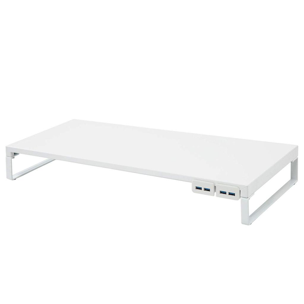 Lihitlab Computer Stand Monitor Stand USB Desktop Stand White Width 59 X Depth X Height 8cm Includes Hub Load Capacity 15kg 25.4 USB3.0 A7334-0