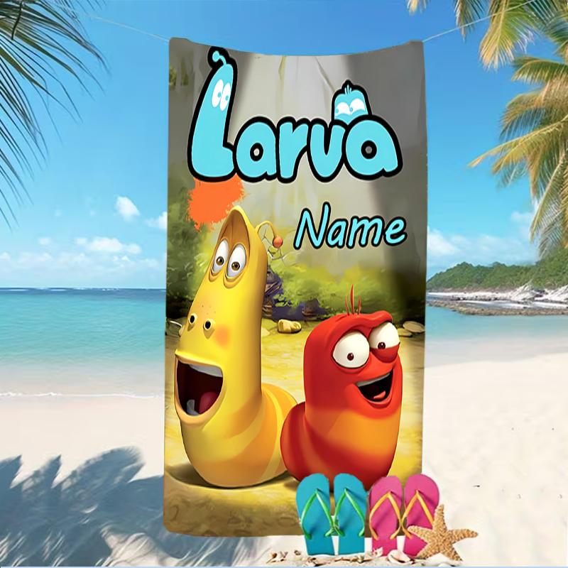 Customizable personalized beach towels Larva themed designs.Suitable for the beach, yoga, sports;ideal as beach accessories