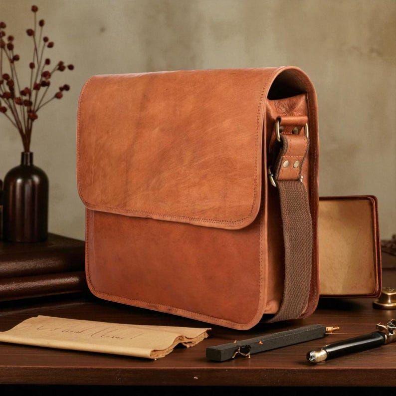 Top Grain Leather Travel Laptop Bag - Briefcase Satchel Portfolio Notebook Tablet Messenger Bag for Men & Women Gift for Him