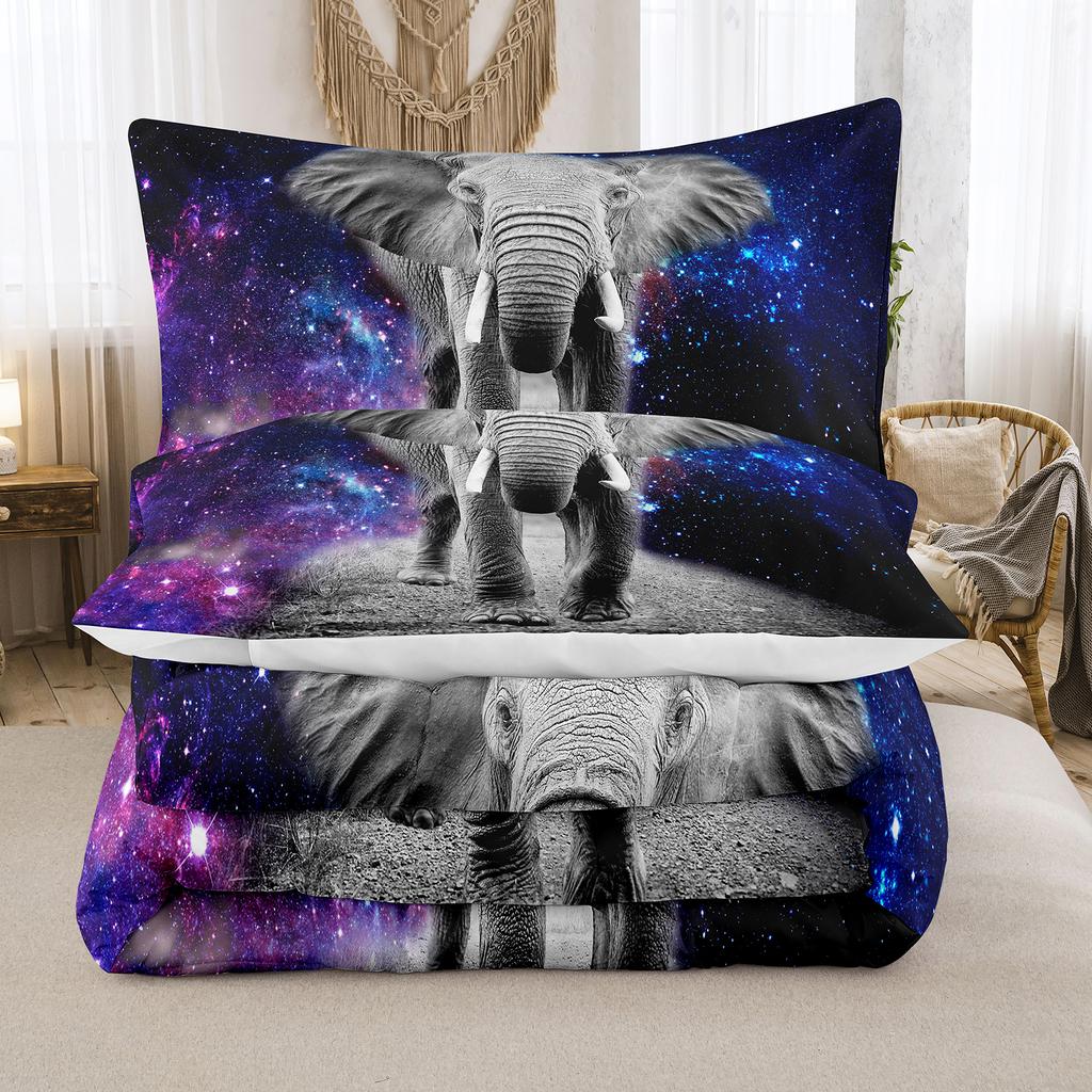 Комплект постельного белья размера Queen с темой диких животных, Односпальный комплект постельного белья с пододеяльником с изображением слона для детей, подростков, мальчиков, Удобный двуспальный/королевский пододеяльник