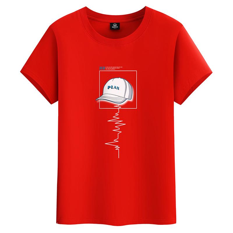 2024 Мужская молодежная футболка свободного кроя из хлопка с коротким рукавом