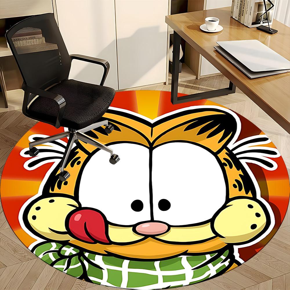1pc Garfield, Cat Chair Carpet for Office Non-Slip, Soft & Comfortable, Carpet for Office, Gaming, Lightweight Round Floor Mat