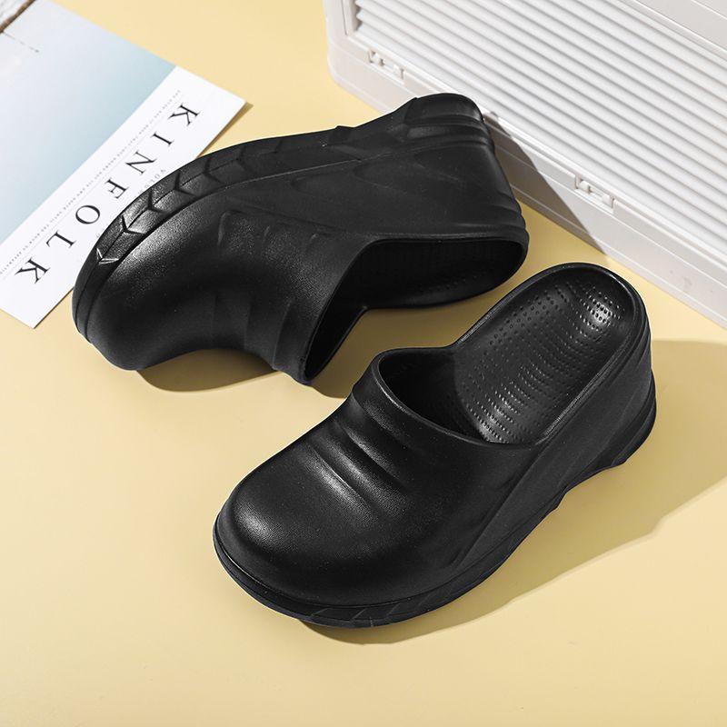 Женские летние тапочки трапециевидной формы, верхняя одежда, сандалии на толстой подошве с увеличенным наклонным каблуком, домашняя баня, водонепроницаемые, противоскользящие, с защитой от запаха